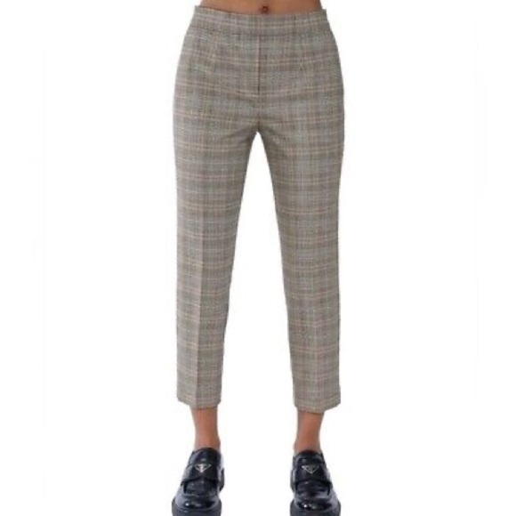 Babaton Aritzia Women’s Plaid Cohan Pants Trousers Black & Grey Size 4 Ankle - Picture 1 of 10